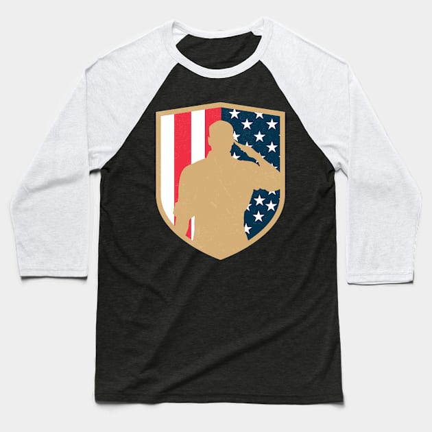 American Flag Soldier T-Shirt Baseball T-Shirt by EG78